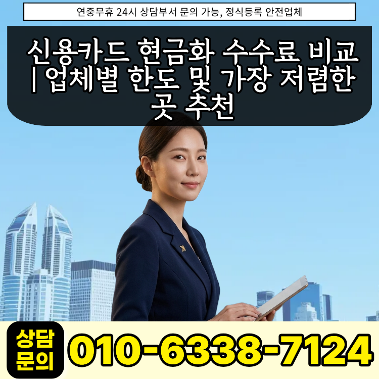 카드깡업체 수수료 비교 및 카드사별 신용카드 현금화 한도 안내